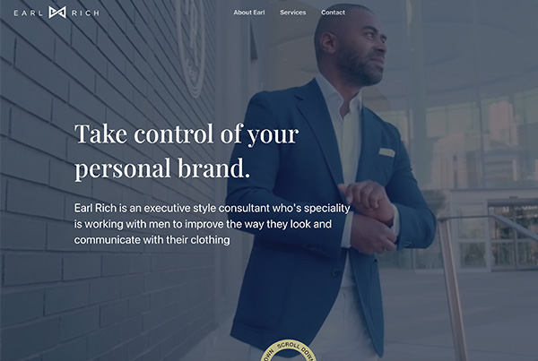 Website design and build for style consultant, Earl Rich.