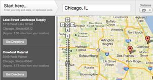 A small snippet of the dealer locator to identify nearby dealers where Unilock products can be purchased